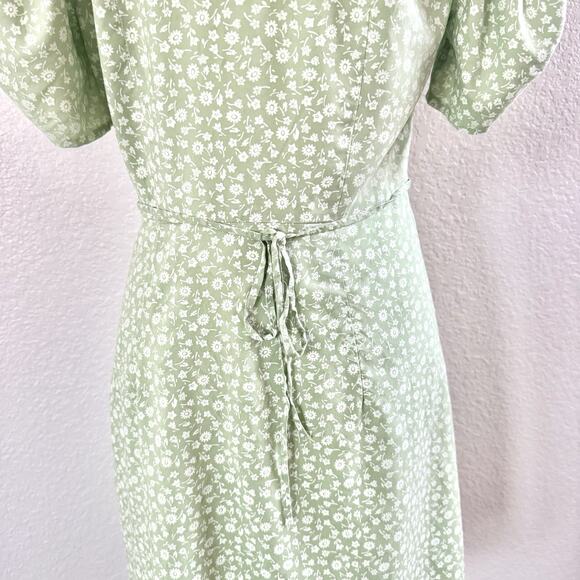 Madewell Jennifer Size 4 V-neck Button Front Pastel Green Floral Mini Sun Dress - Picture 13 of 16